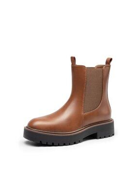 Women's Chelsea Ankle Boots Faux Leather Low Heel Slip On Fall Booties